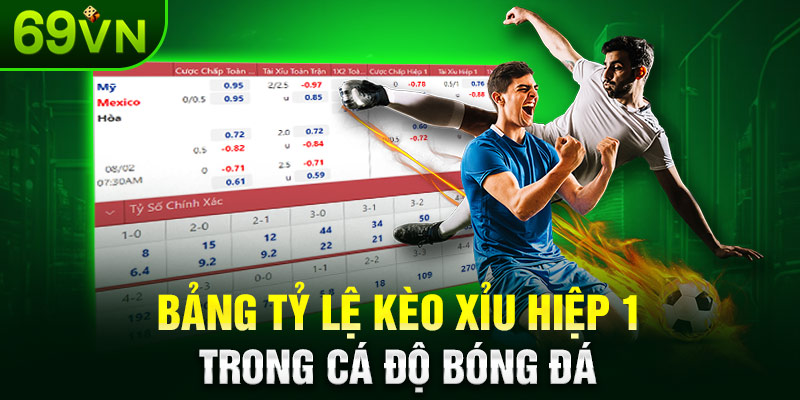 Bảng tỷ lệ kèo Xỉu hiệp 1 trong cá độ bóng đá